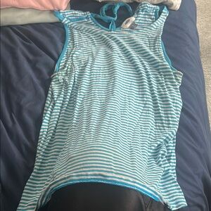 Old Navy Blue and White Striped Sleeveless Top